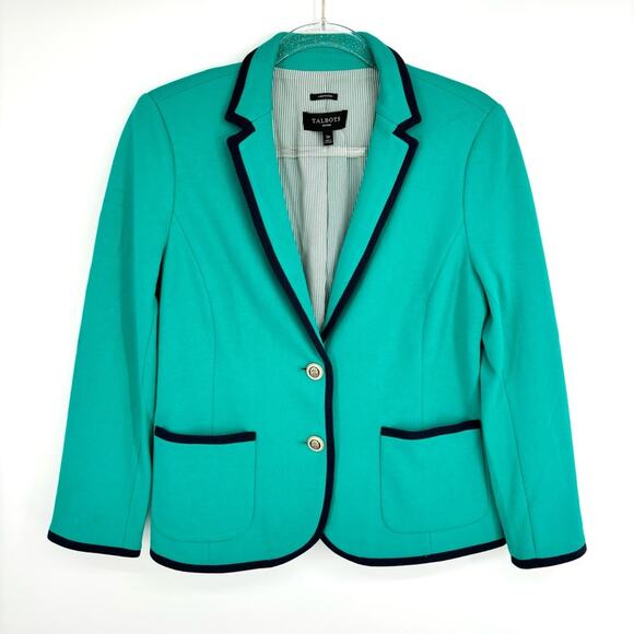 Talbots Aberdeen Blazer Size 12 Petite Teal Navy Nautical School Boy - Picture 1 of 13